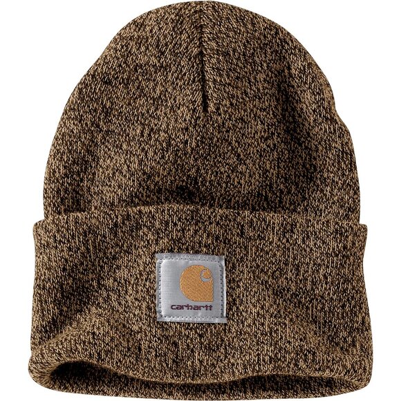 Carhartt Men Adults A18 Knit Cuffed Beanie in Dark Brown/Sandstone - Picture 1 of 7